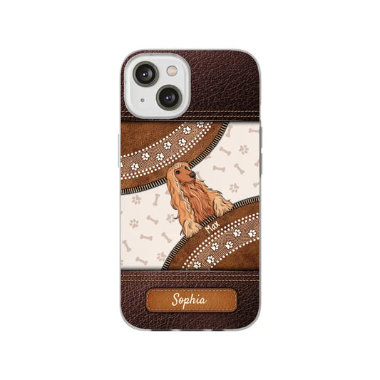 Pet Mom Puppy Pet Dogs Lover Zipper Texture Leather Personalized Phone case