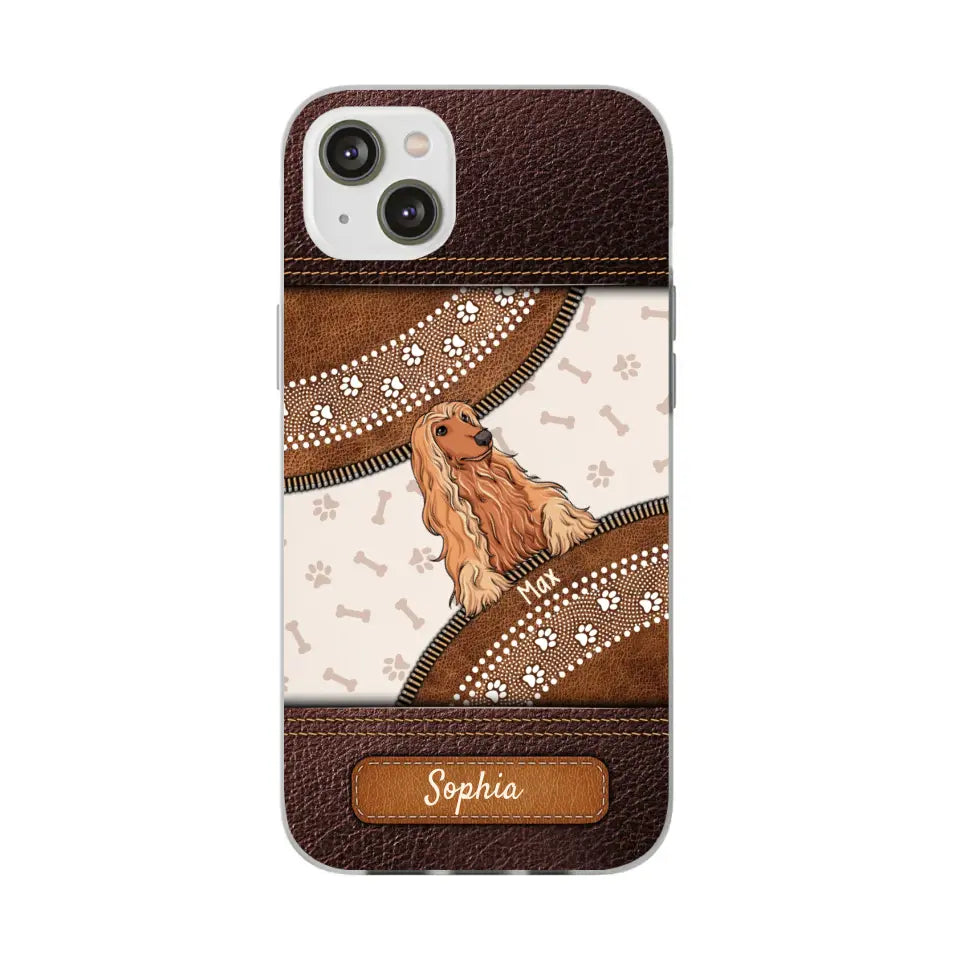 Pet Mom Puppy Pet Dogs Lover Zipper Texture Leather Personalized Phone case