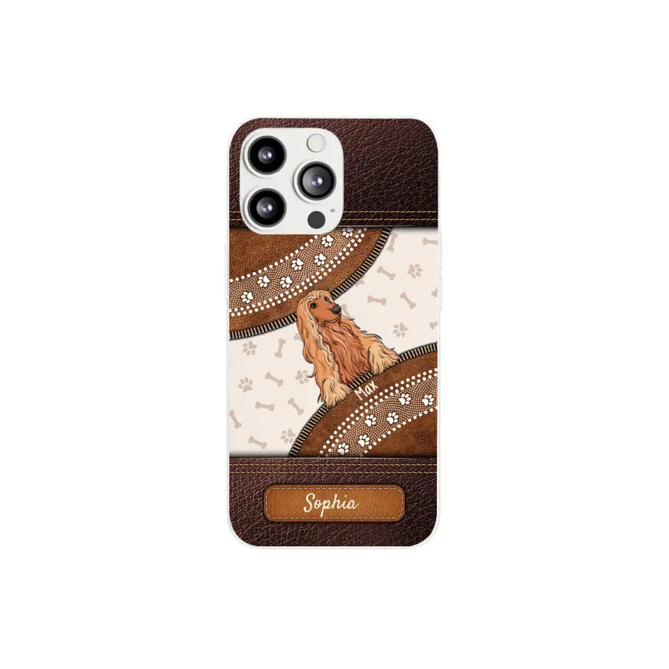 Pet Mom Puppy Pet Dogs Lover Zipper Texture Leather Personalized Phone case