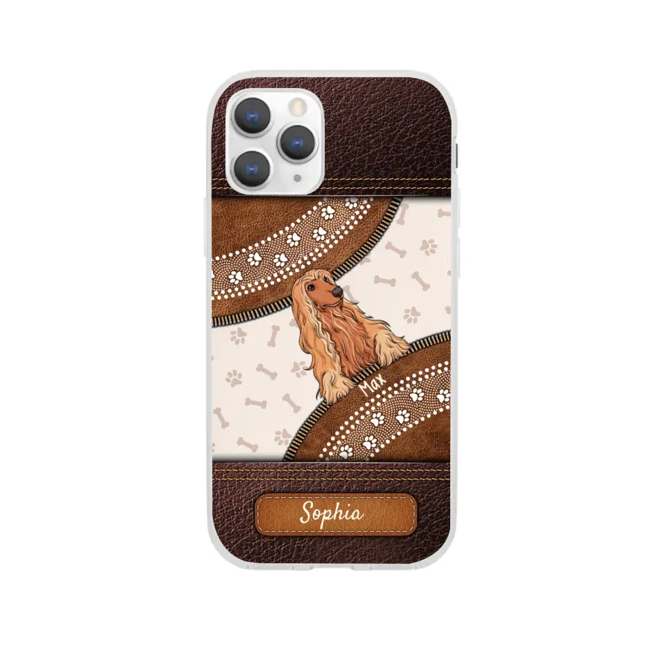 Pet Mom Puppy Pet Dogs Lover Zipper Texture Leather Personalized Phone case