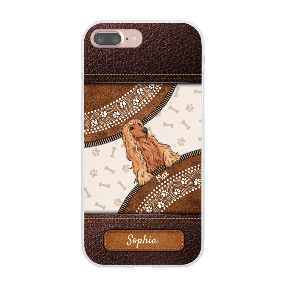 Pet Mom Puppy Pet Dogs Lover Zipper Texture Leather Personalized Phone case