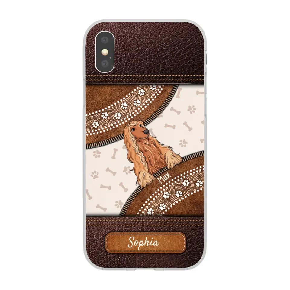 Pet Mom Puppy Pet Dogs Lover Zipper Texture Leather Personalized Phone case