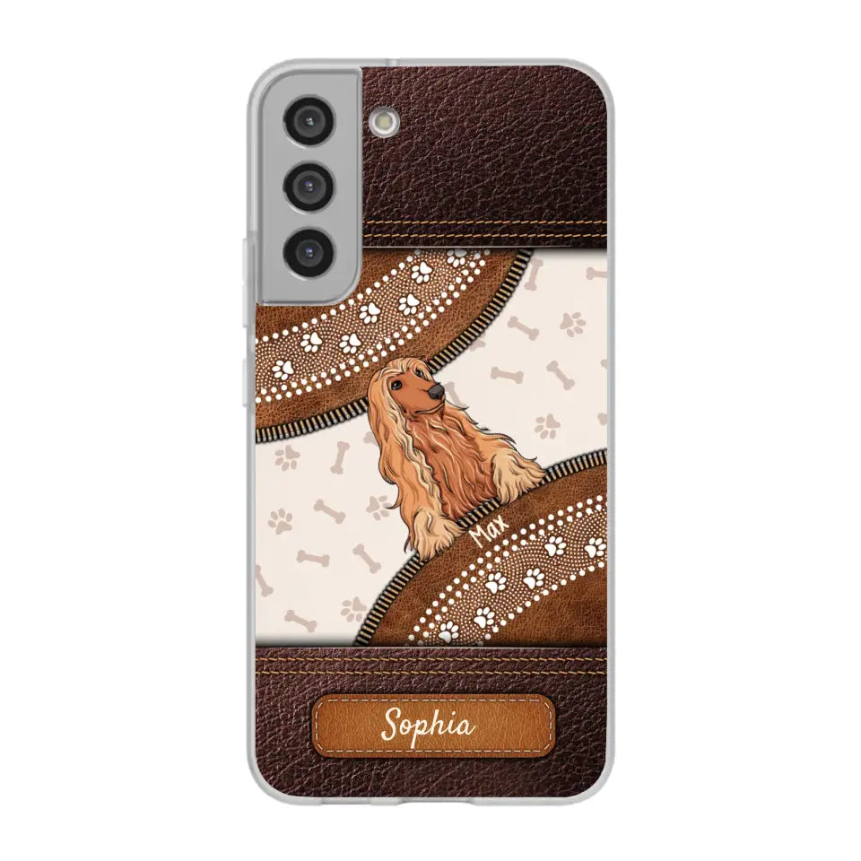 Pet Mom Puppy Pet Dogs Lover Zipper Texture Leather Personalized Phone case