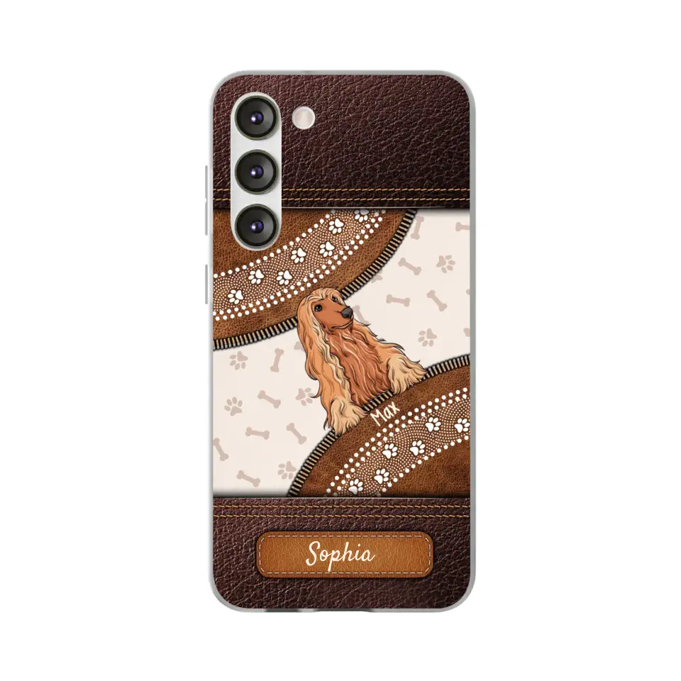 Pet Mom Puppy Pet Dogs Lover Zipper Texture Leather Personalized Phone case