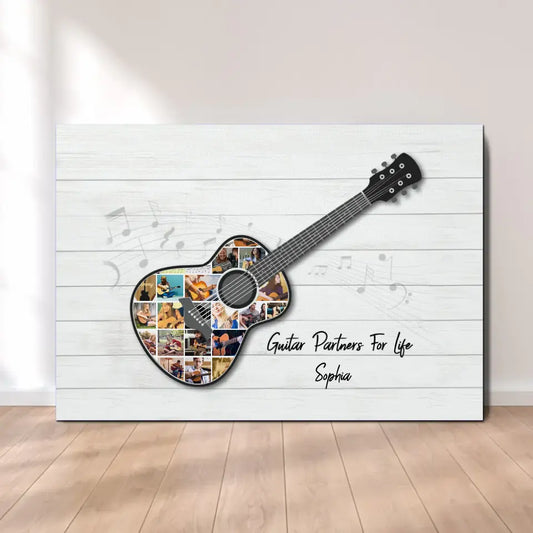 Guitar Partners for Life - Personalized Photo Upload Gifts for Custom Guitar Canvas - Wife, Husband, Friend, Couples, Guitar Lovers