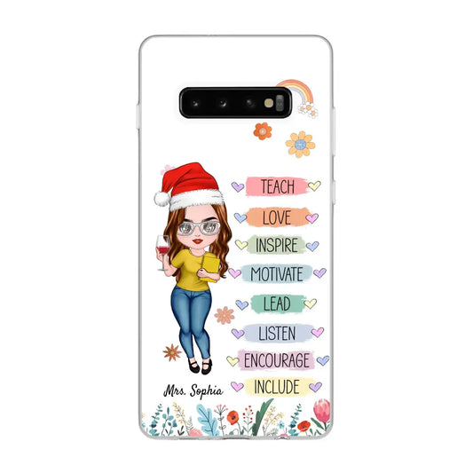 Teacher Floral Rainbow Personalized Phone case Teacher Appreciation Thank