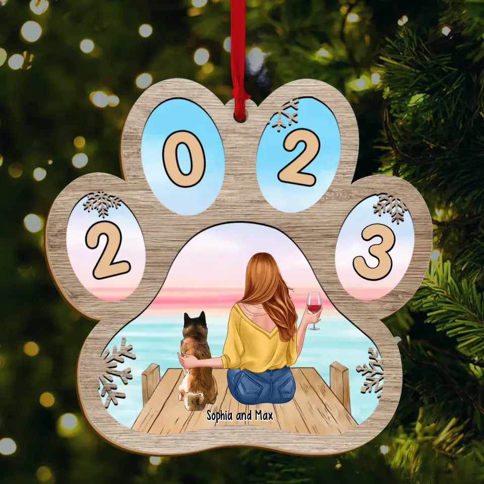 Merry Christmas - Custom Wood Christmas Ornament Gifts For Dog Lovers With Upto 2 Dogs,  Gift For Pet Owners, Pet Lovers