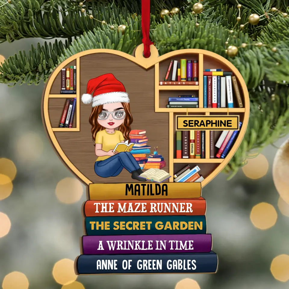 Just A Girl Who Loves Books - Personalized Custom Shaped Wooden Ornament, Gift For Reading Lover