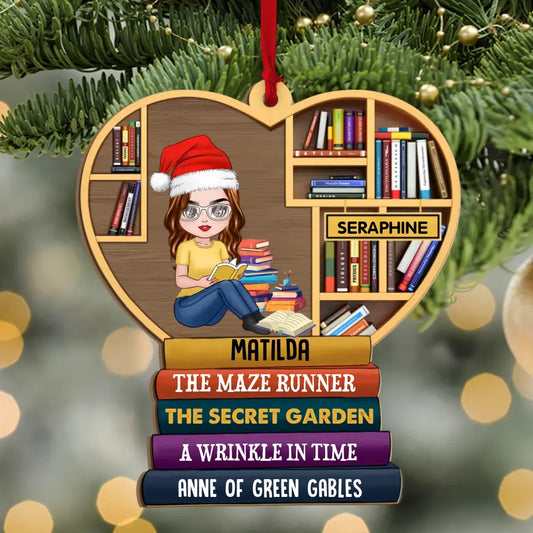 Just A Girl Who Loves Books - Personalized Custom Shaped Wooden Ornament, Gift For Reading Lover