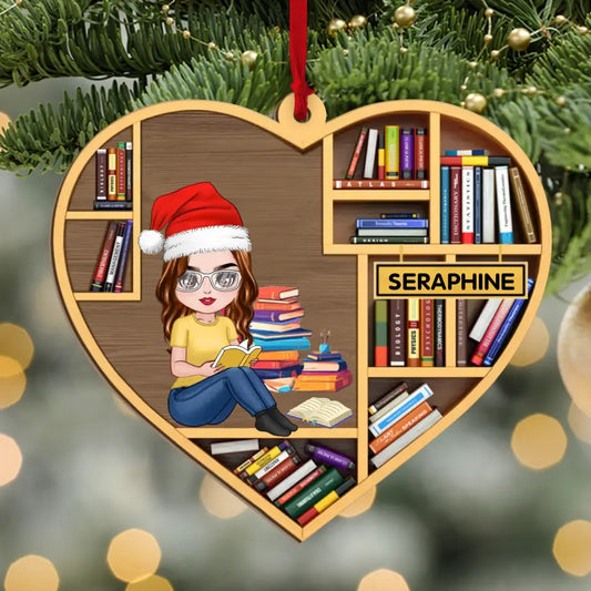 Just A Girl Who Loves Books - Personalized Custom Shaped Wooden Ornament, Gift For Reading Lover