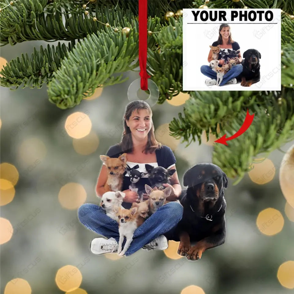 Customized Your Photo Ornament - Personalized Photo Upload Acrylic Ornament, Christmas Gifts For Pet