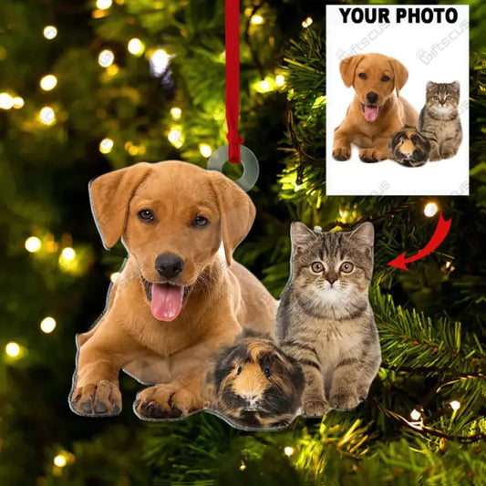 Customized Your Photo Ornament - Personalized Photo Upload Acrylic Ornament, Christmas Gifts For Pet