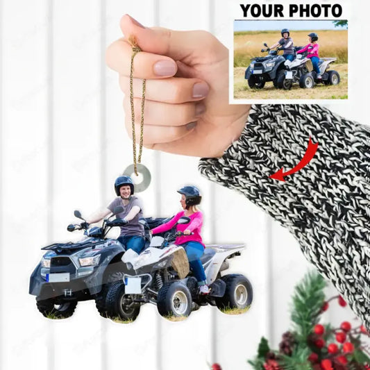 Customized Your Photo Ornament - Personalized Photo Upload Acrylic Ornament, Christmas Gifts for Wife, Husband, Friend, Couples ATV Bikes Lovers.