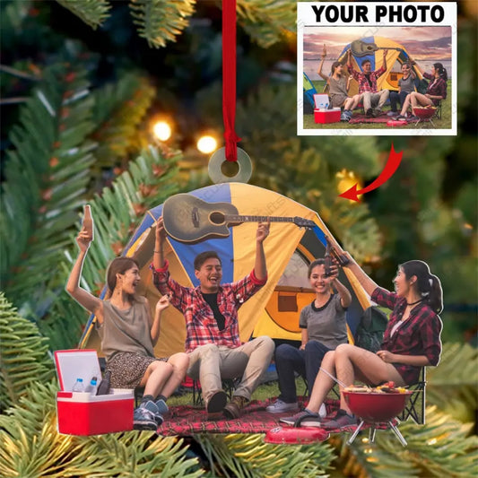 Customized Your Photo Ornament - Personalized Photo Upload Acrylic Ornament, Christmas Gifts for Wife, Husband, Gifts For Couples, For Friends, Camping Lovers