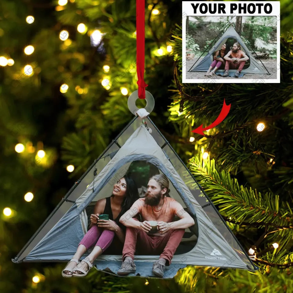 Customized Your Photo Ornament - Personalized Photo Upload Acrylic Ornament, Christmas Gifts for Wife, Husband, Gifts For Couples, For Friends, Camping Lovers