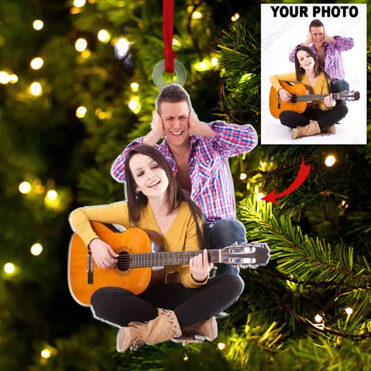 Customized Your Photo Ornament - Personalized Photo Upload Acrylic Ornament, Christmas Gifts for Friends, sisters, Gifts For Couples,  Guitar Lovers