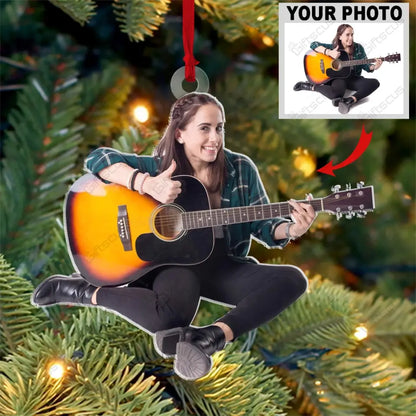 Customized Your Photo Ornament - Personalized Photo Upload Acrylic Ornament, Christmas Gifts for Friends, sisters, Gifts For Couples,  Guitar Lovers