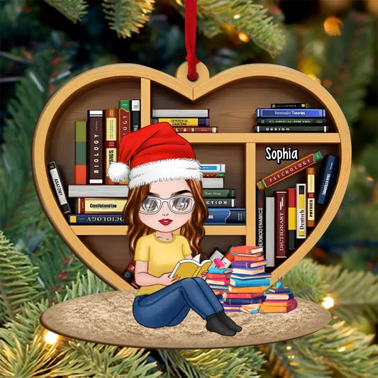 Personalized Custom Shaped Wooden Ornament, Gift For Reading Lover