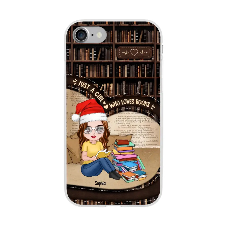 Just A Girl Who Loves Books - Personalized Phone Case - Chibi Girl, Gift For Reading Lover