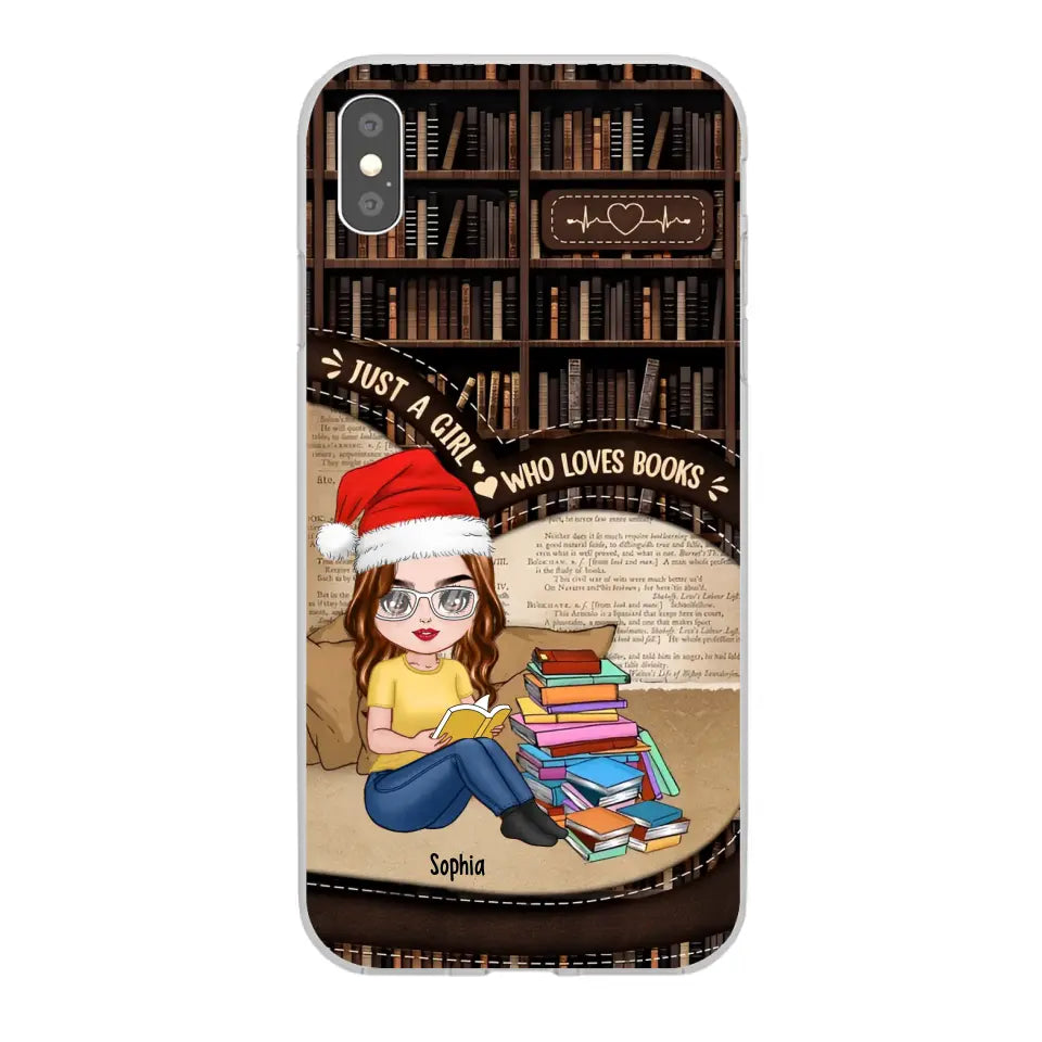 Just A Girl Who Loves Books - Personalized Phone Case - Chibi Girl, Gift For Reading Lover