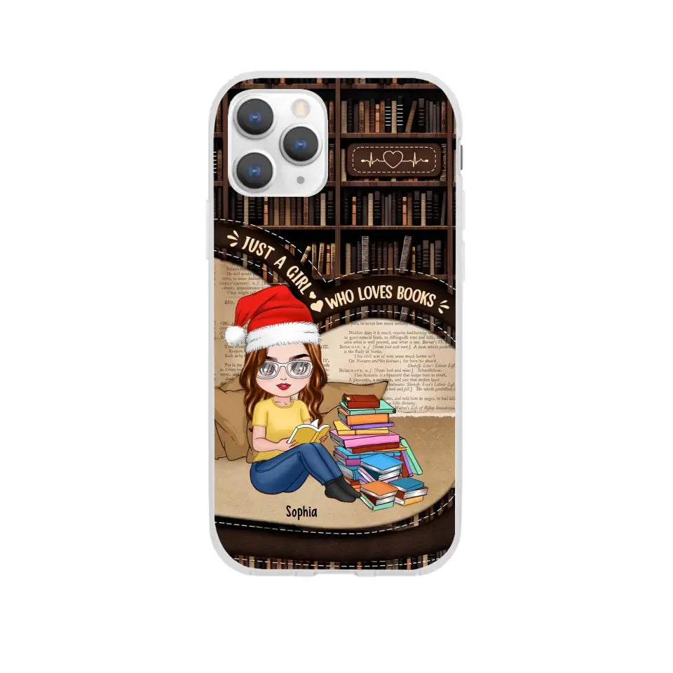 Just A Girl Who Loves Books - Personalized Phone Case - Chibi Girl, Gift For Reading Lover