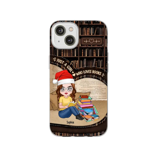Just A Girl Who Loves Books - Personalized Phone Case - Chibi Girl, Gift For Reading Lover