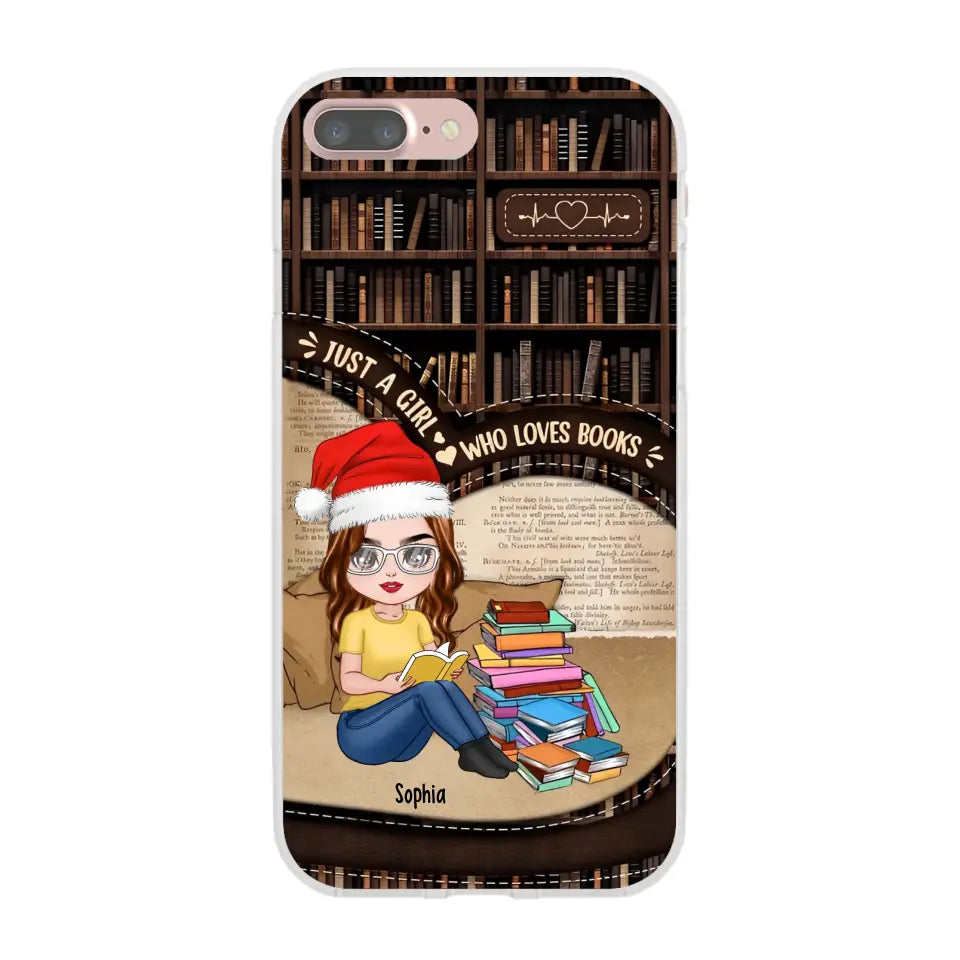 Just A Girl Who Loves Books - Personalized Phone Case - Chibi Girl, Gift For Reading Lover