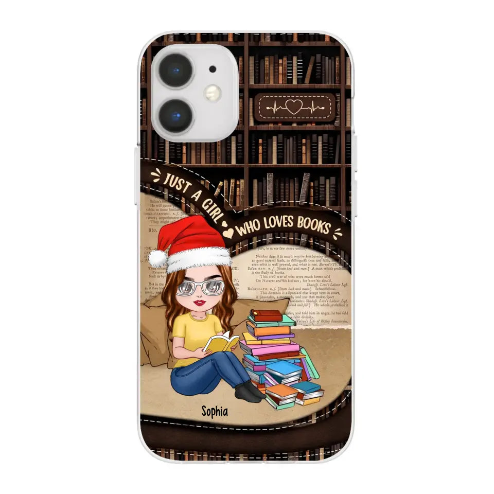 Just A Girl Who Loves Books - Personalized Phone Case - Chibi Girl, Gift For Reading Lover