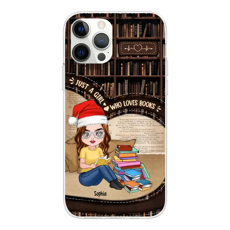 Just A Girl Who Loves Books - Personalized Phone Case - Chibi Girl, Gift For Reading Lover