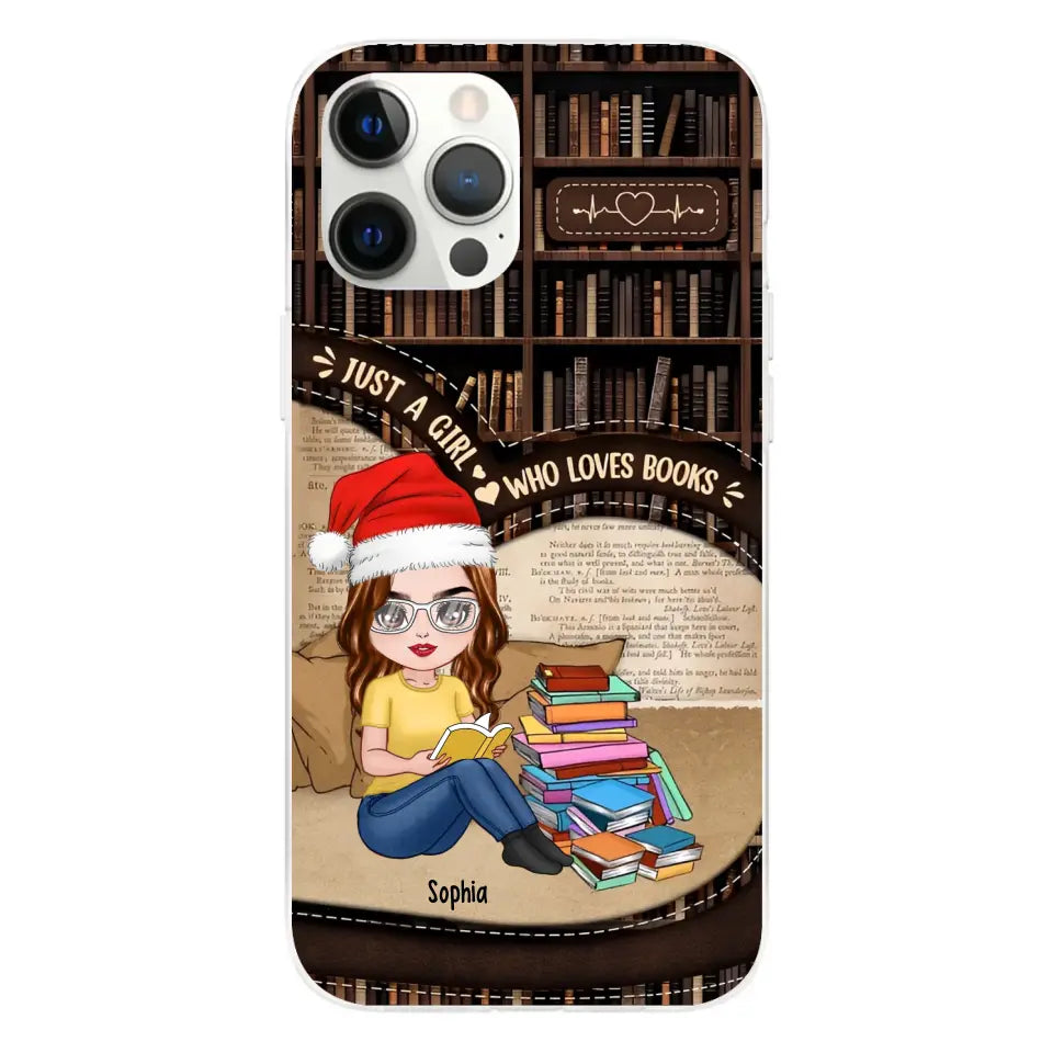 Just A Girl Who Loves Books - Personalized Phone Case - Chibi Girl, Gift For Reading Lover