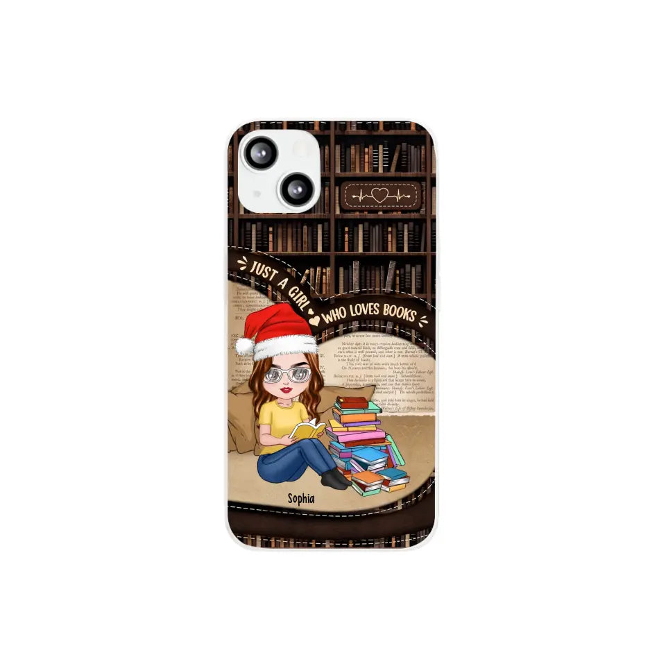 Just A Girl Who Loves Books - Personalized Phone Case - Chibi Girl, Gift For Reading Lover