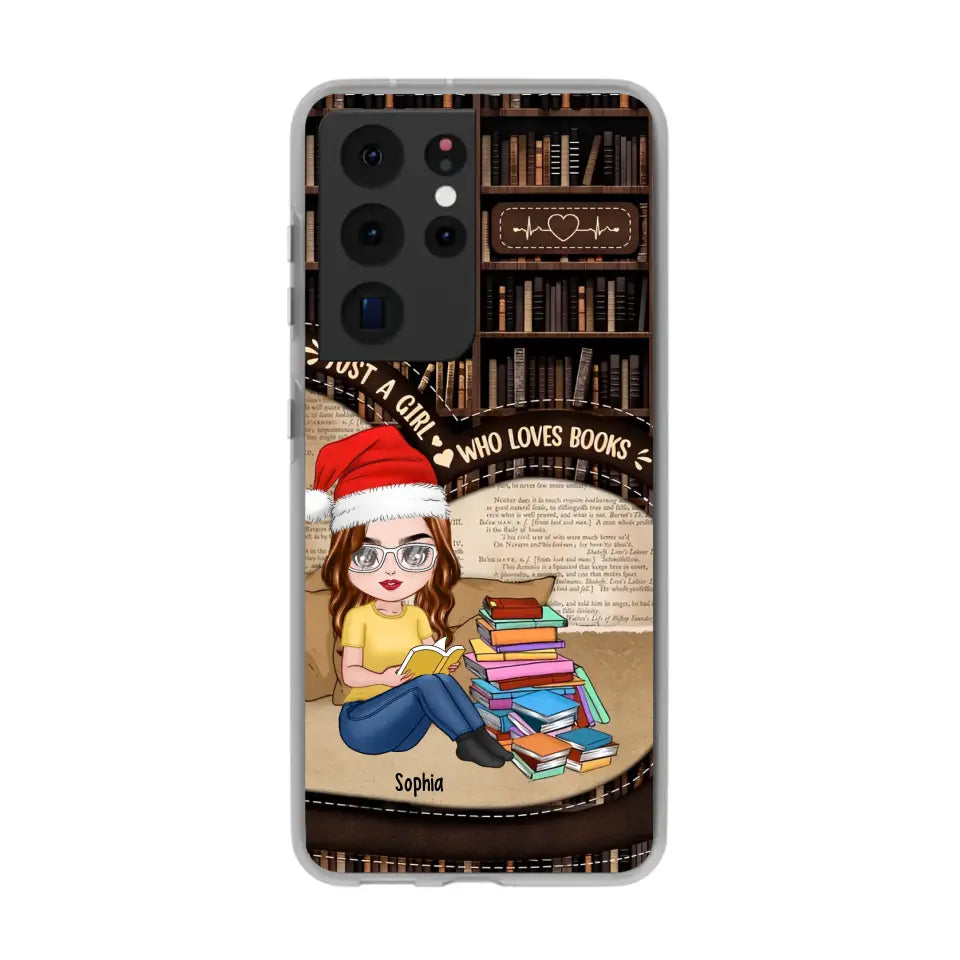 Just A Girl Who Loves Books - Personalized Phone Case - Chibi Girl, Gift For Reading Lover