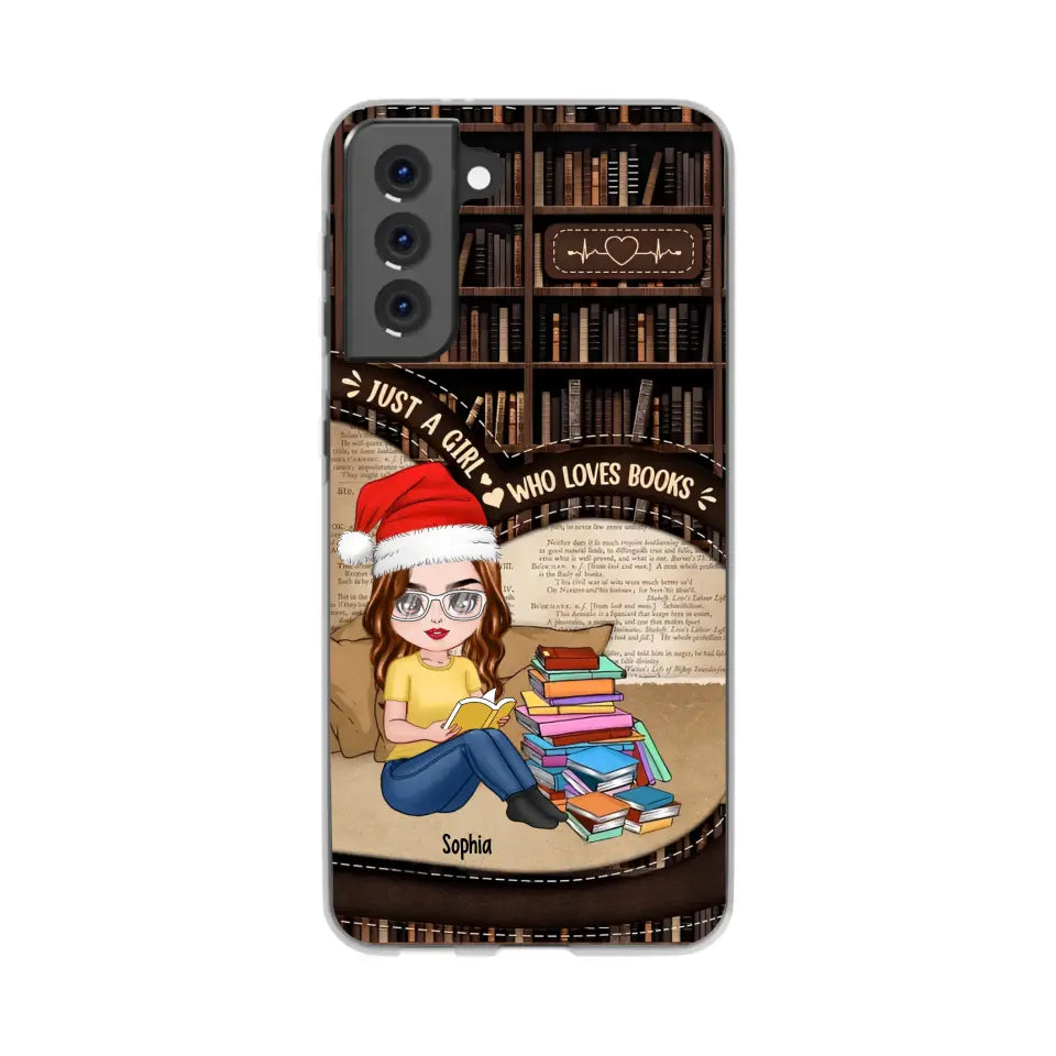 Just A Girl Who Loves Books - Personalized Phone Case - Chibi Girl, Gift For Reading Lover