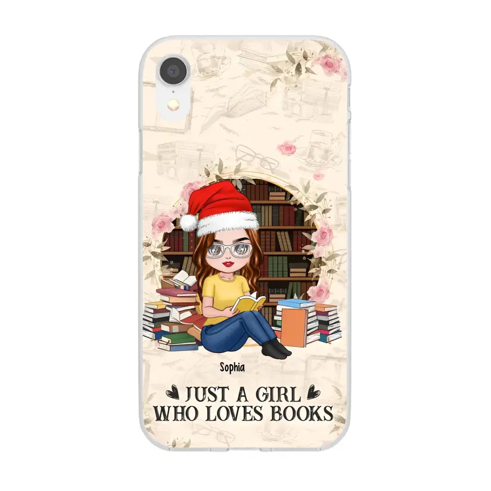 Just A Girl Who Loves Books - Personalized Phone Case - Chibi Girl, Gift For Reading Lover