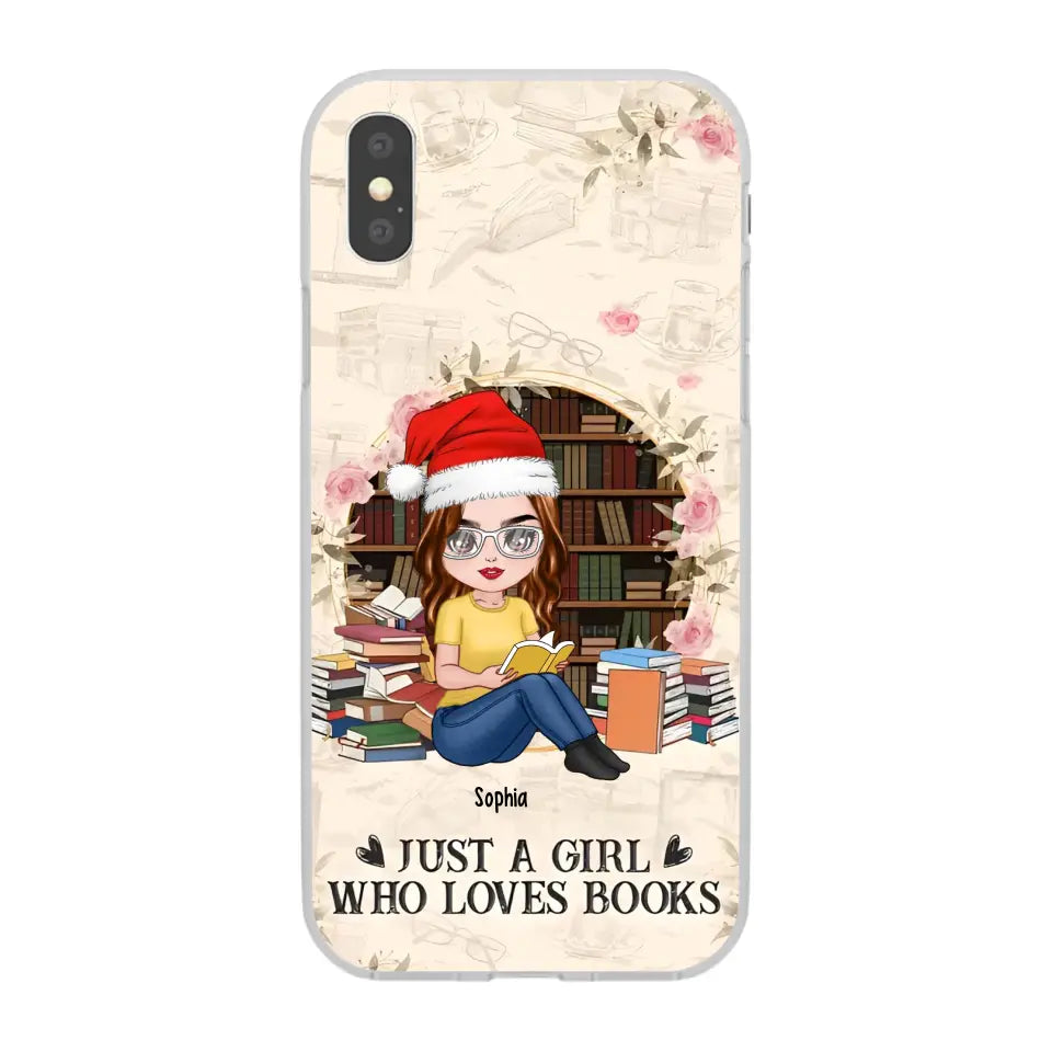 Just A Girl Who Loves Books - Personalized Phone Case - Chibi Girl, Gift For Reading Lover