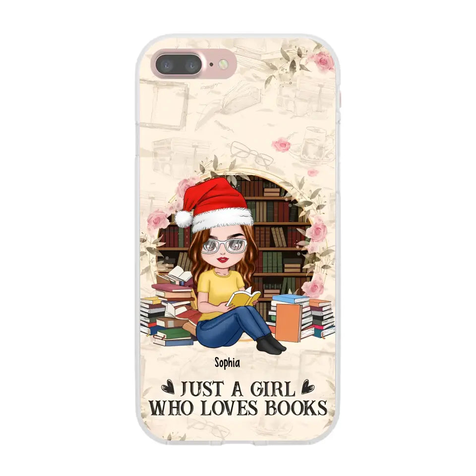 Just A Girl Who Loves Books - Personalized Phone Case - Chibi Girl, Gift For Reading Lover