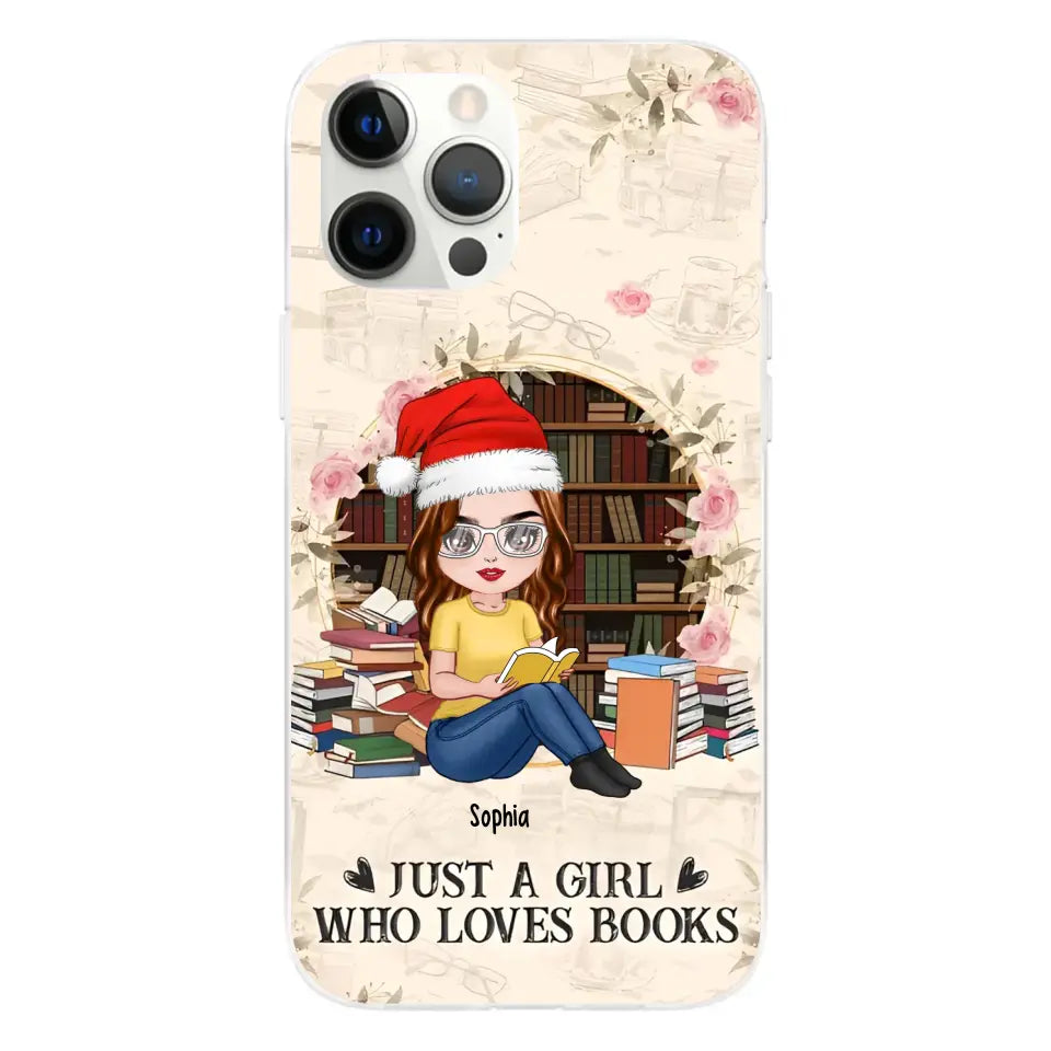 Just A Girl Who Loves Books - Personalized Phone Case - Chibi Girl, Gift For Reading Lover