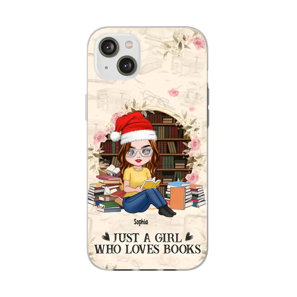 Just A Girl Who Loves Books - Personalized Phone Case - Chibi Girl, Gift For Reading Lover