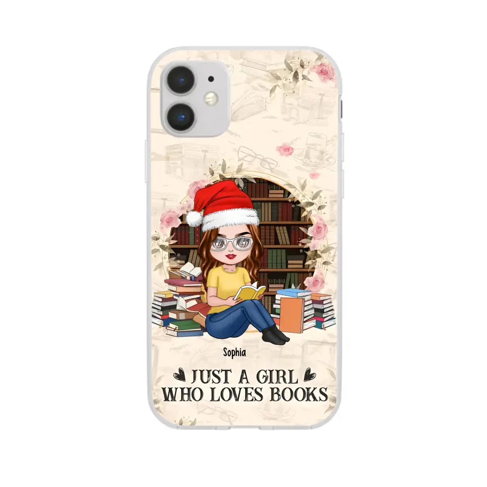 Just A Girl Who Loves Books - Personalized Phone Case - Chibi Girl, Gift For Reading Lover