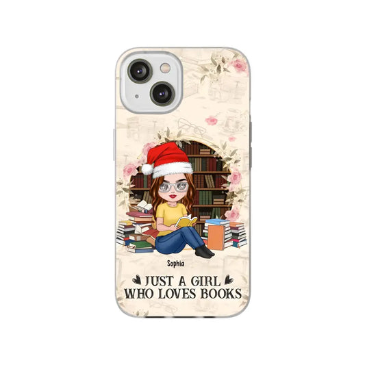 Just A Girl Who Loves Books - Personalized Phone Case - Chibi Girl, Gift For Reading Lover