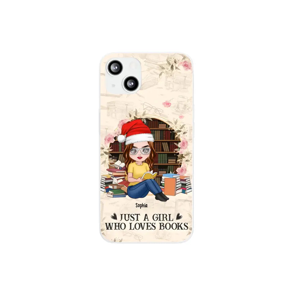 Just A Girl Who Loves Books - Personalized Phone Case - Chibi Girl, Gift For Reading Lover