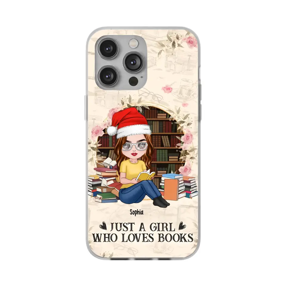 Just A Girl Who Loves Books - Personalized Phone Case - Chibi Girl, Gift For Reading Lover