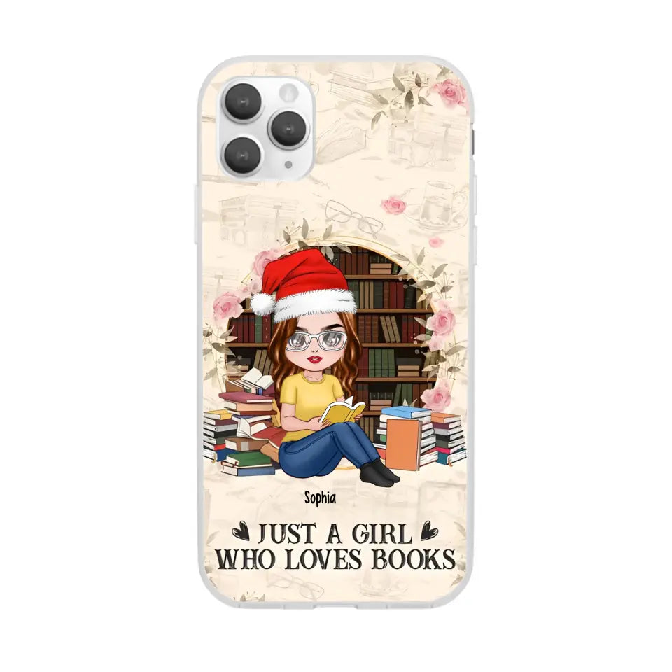 Just A Girl Who Loves Books - Personalized Phone Case - Chibi Girl, Gift For Reading Lover