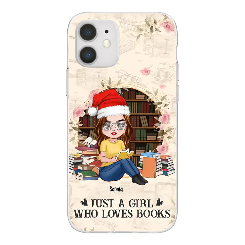 Just A Girl Who Loves Books - Personalized Phone Case - Chibi Girl, Gift For Reading Lover