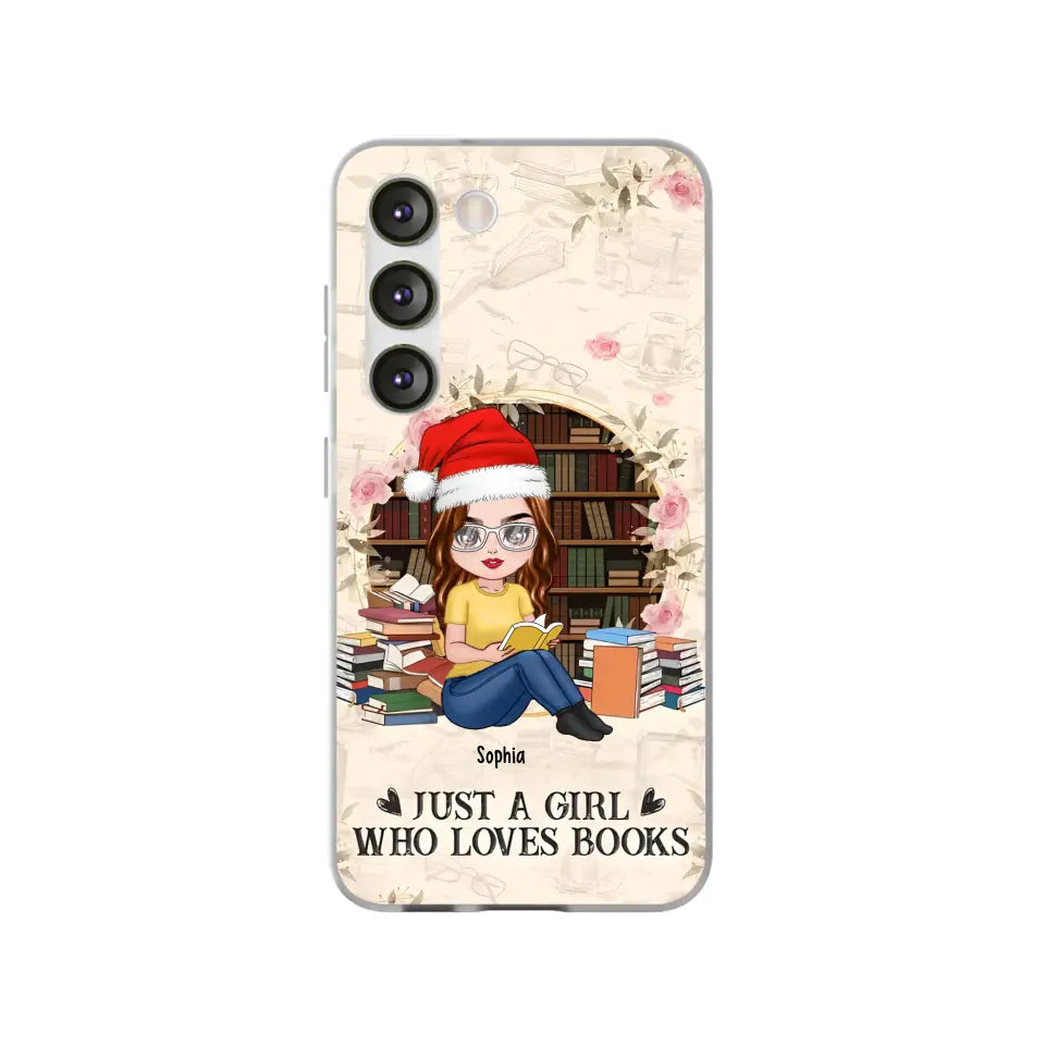 Just A Girl Who Loves Books - Personalized Phone Case - Chibi Girl, Gift For Reading Lover