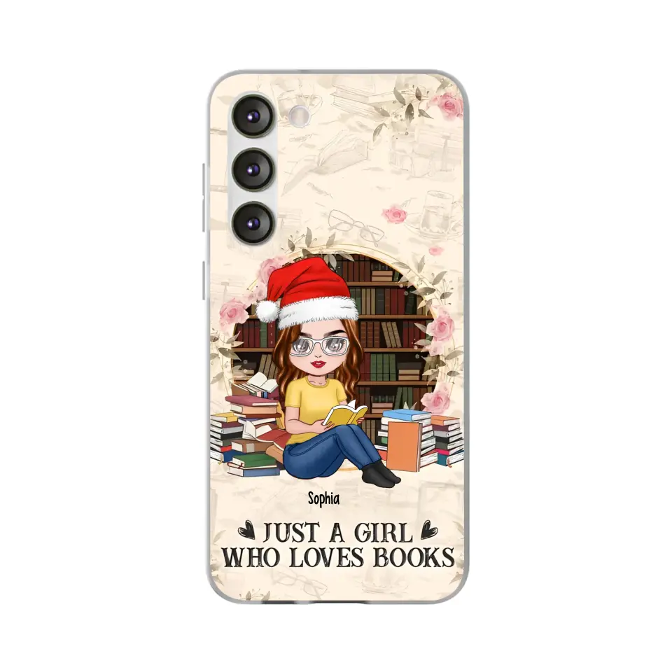 Just A Girl Who Loves Books - Personalized Phone Case - Chibi Girl, Gift For Reading Lover