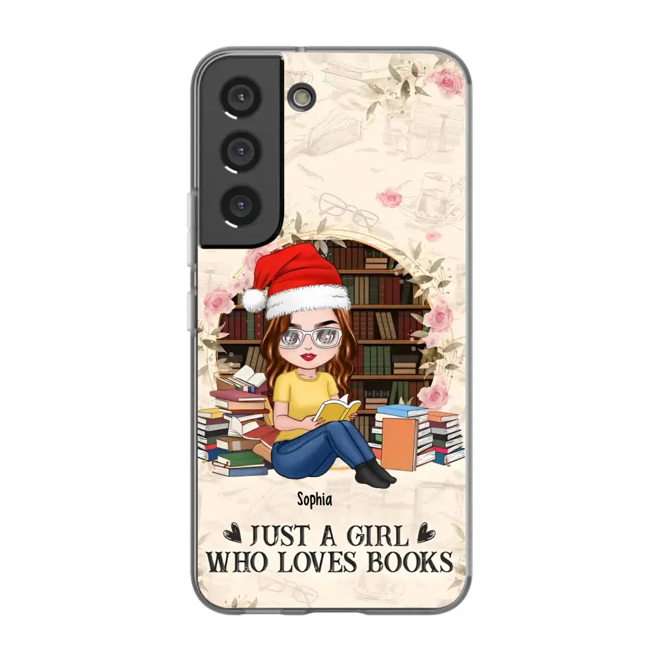 Just A Girl Who Loves Books - Personalized Phone Case - Chibi Girl, Gift For Reading Lover