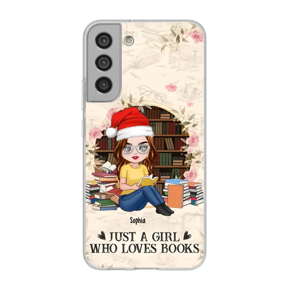 Just A Girl Who Loves Books - Personalized Phone Case - Chibi Girl, Gift For Reading Lover