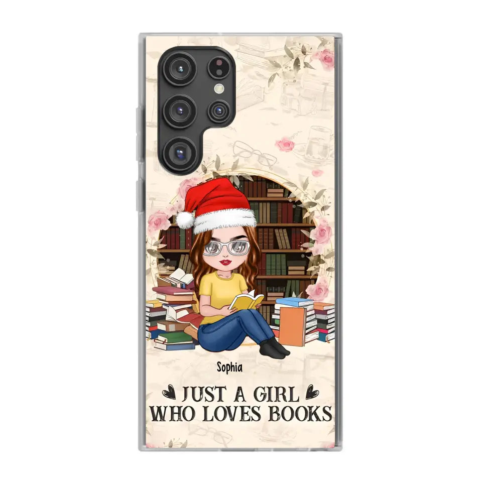 Just A Girl Who Loves Books - Personalized Phone Case - Chibi Girl, Gift For Reading Lover