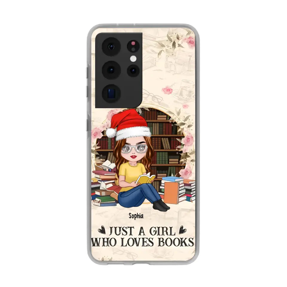 Just A Girl Who Loves Books - Personalized Phone Case - Chibi Girl, Gift For Reading Lover